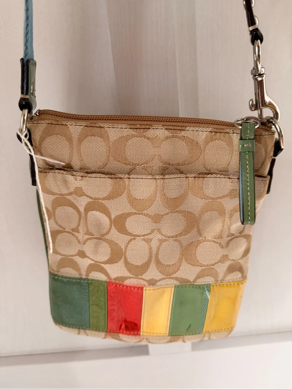 Coach Hamptons Weekend Multicolor Stripe Swingpack Crossbody (Model No. F17441)